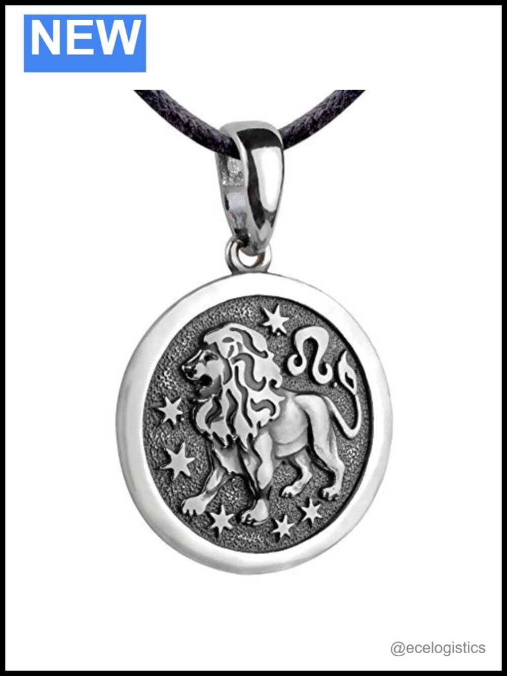 925 Sterling Silver Leo Zodiac Pendant Necklace Oxidized Handcrafted